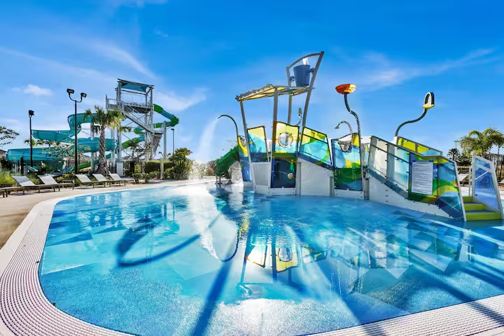 Colorful waterslide at The Retreat in ChampionsGate